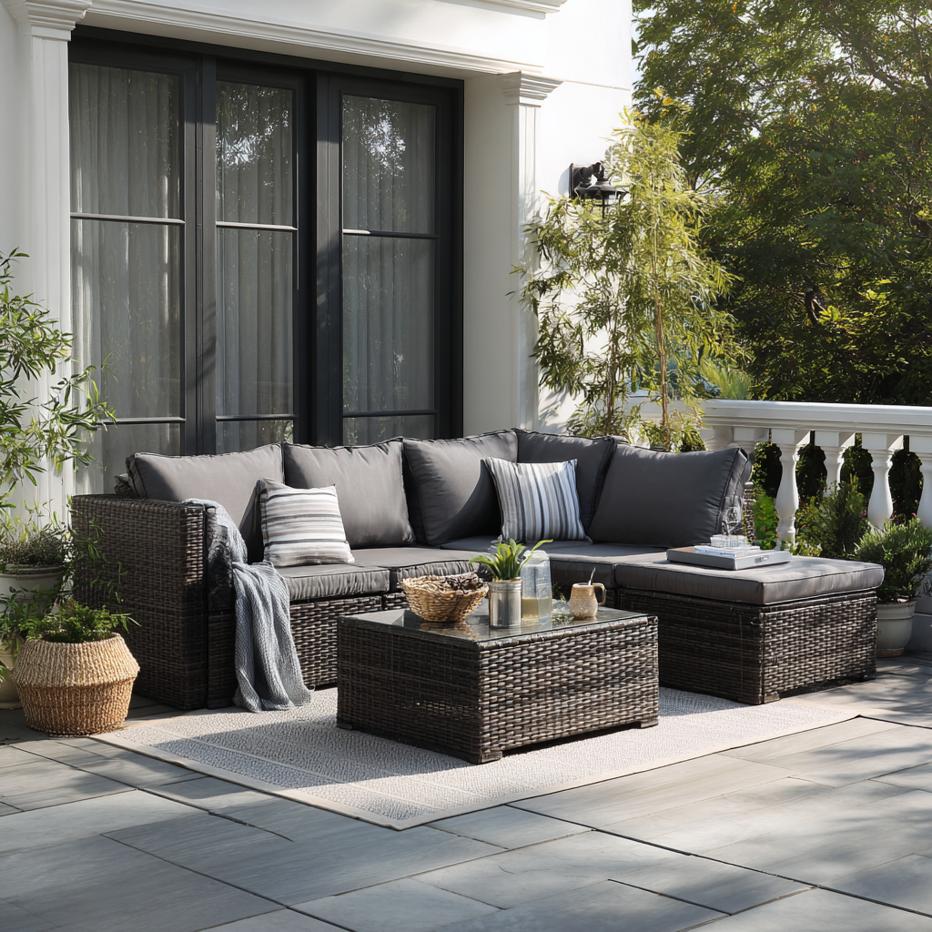 Hampton 5-Piece Outdoor Sectional Set with Ottoman